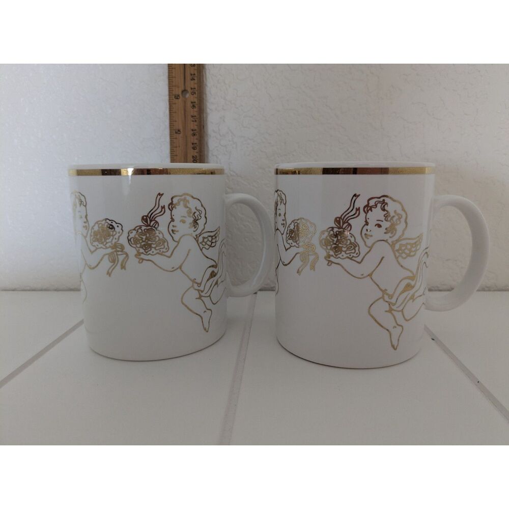 Sakura Gold Cherubs ceramic coffee mug -Broadway Dept Stores - Ivory Porcelain